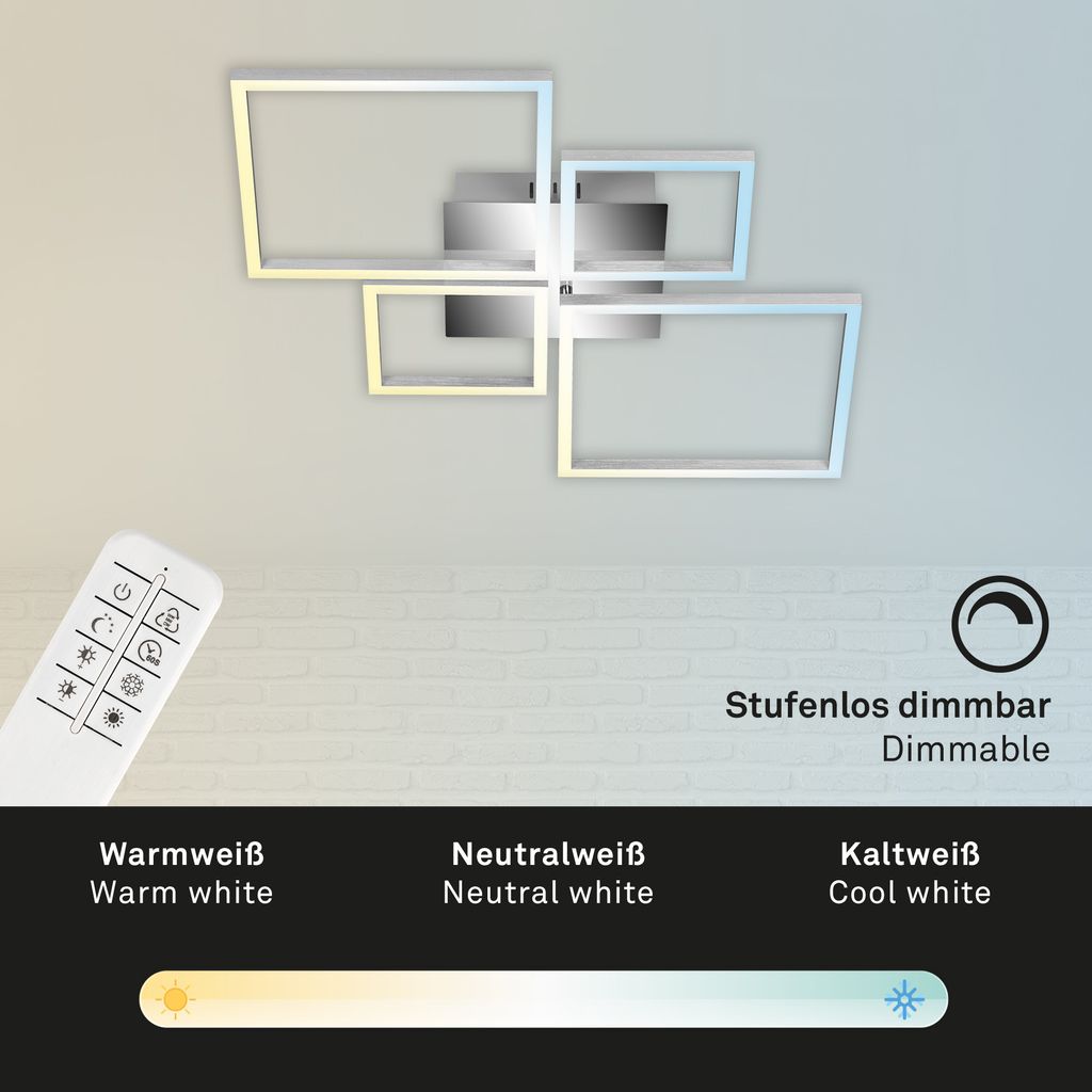 LED Deckenleuchte Fernbedienung CCT chrom 40W dimmbar Metall Briloner 5