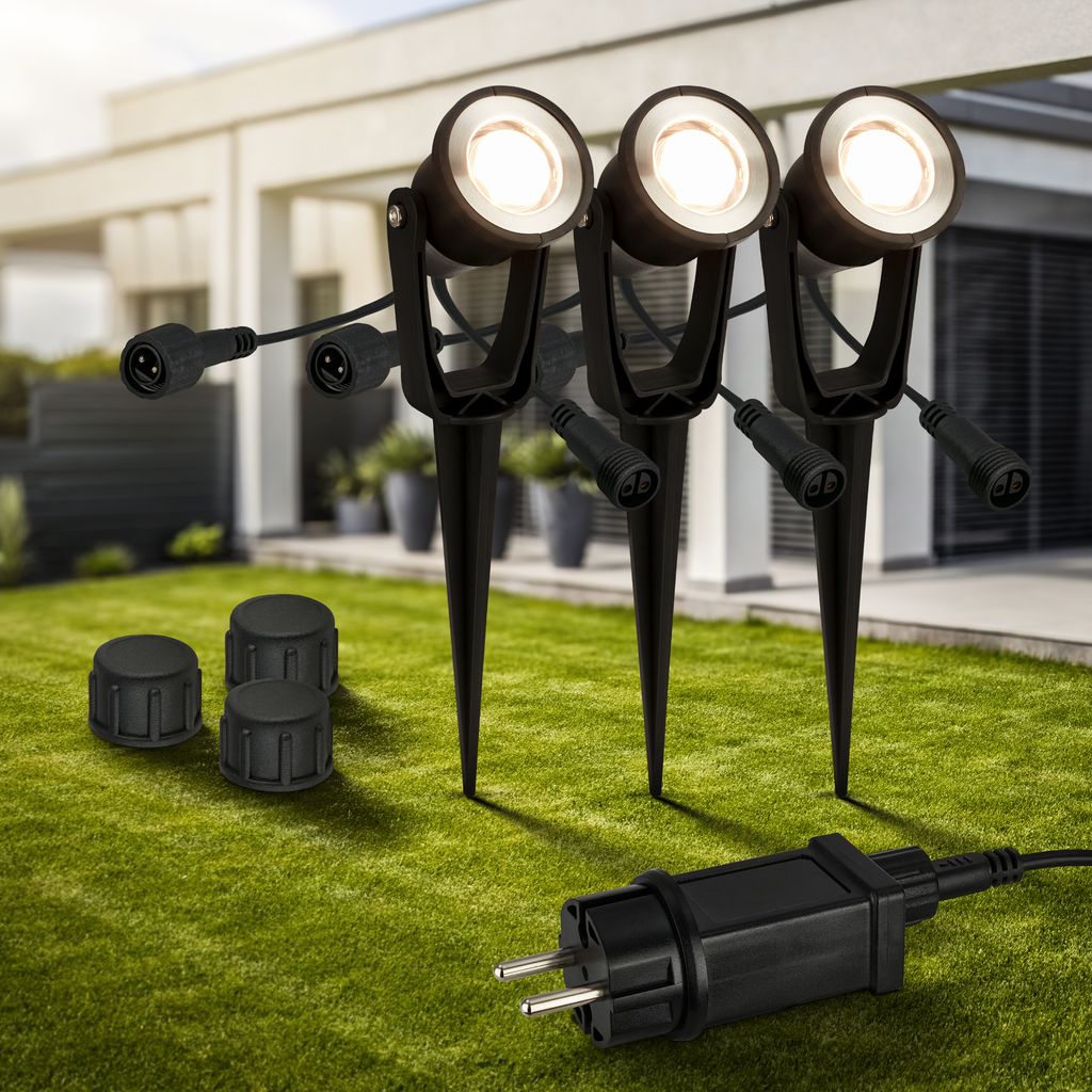 Starter-SET Lillis CONNECT TO SHINE, 3er Set Wegleuchten, IP65, schwarz