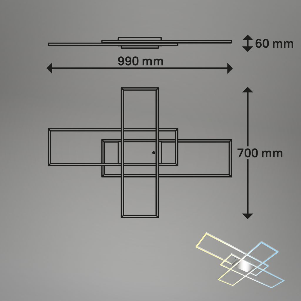 Roami LED Deckenlampe, Dimmbar, Fernbedienung, CCT Funktion, Chrom-Alu