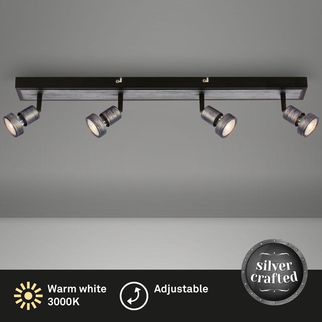 LED Spotleuchte, 64 cm, 4x GU10, 4,9 W, 460 lm, antik-silber