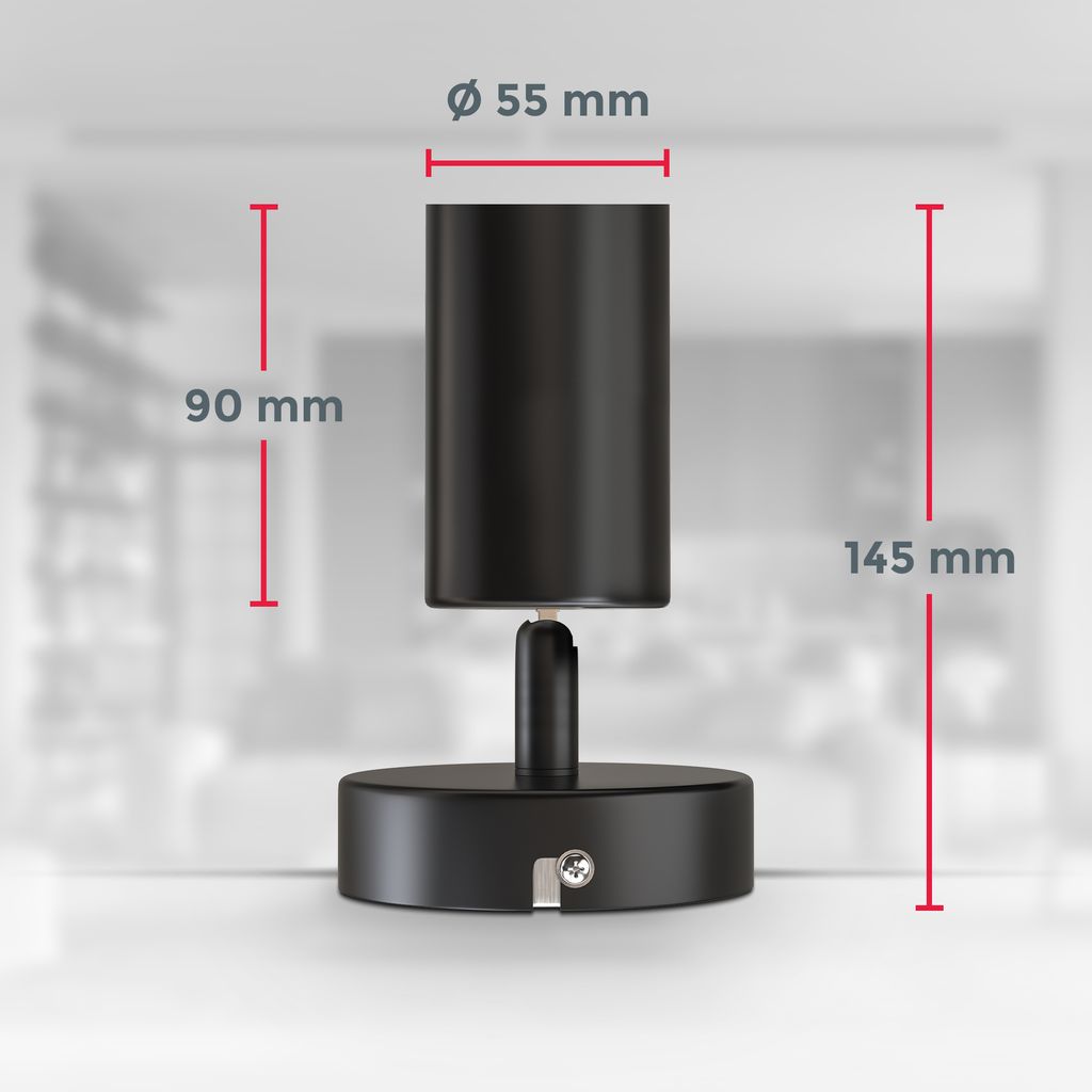 Wandlampe - schwenkbar, GU10 Fassung, max. 9W, schwarz