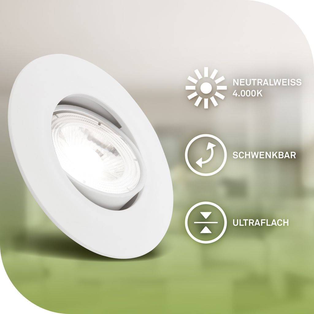 Briloner Kulana A 3er Set LED Einbaustrahler, mit EEK A Lichtquelle*, Schwenkbar, Weiß