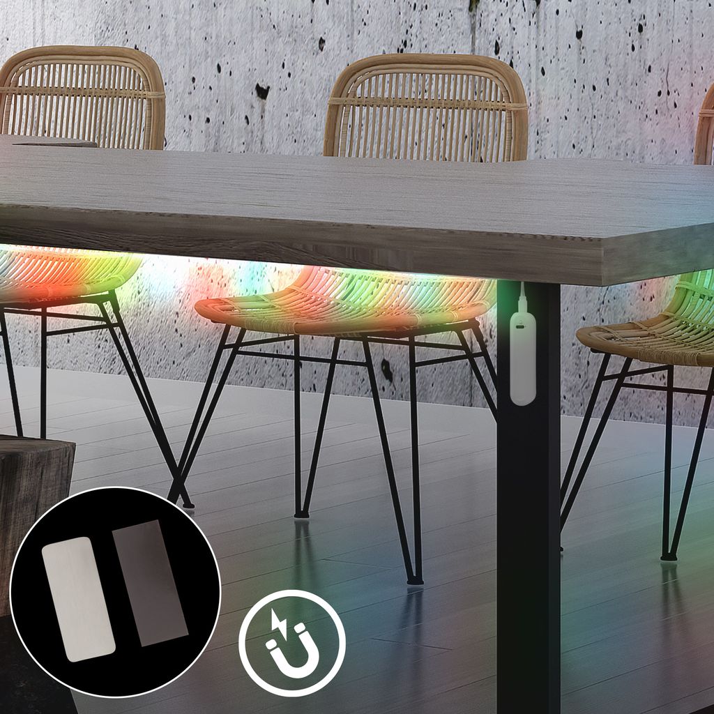 LED Streifen 3m - RGB, Akku, Selbstklebend, Weiß