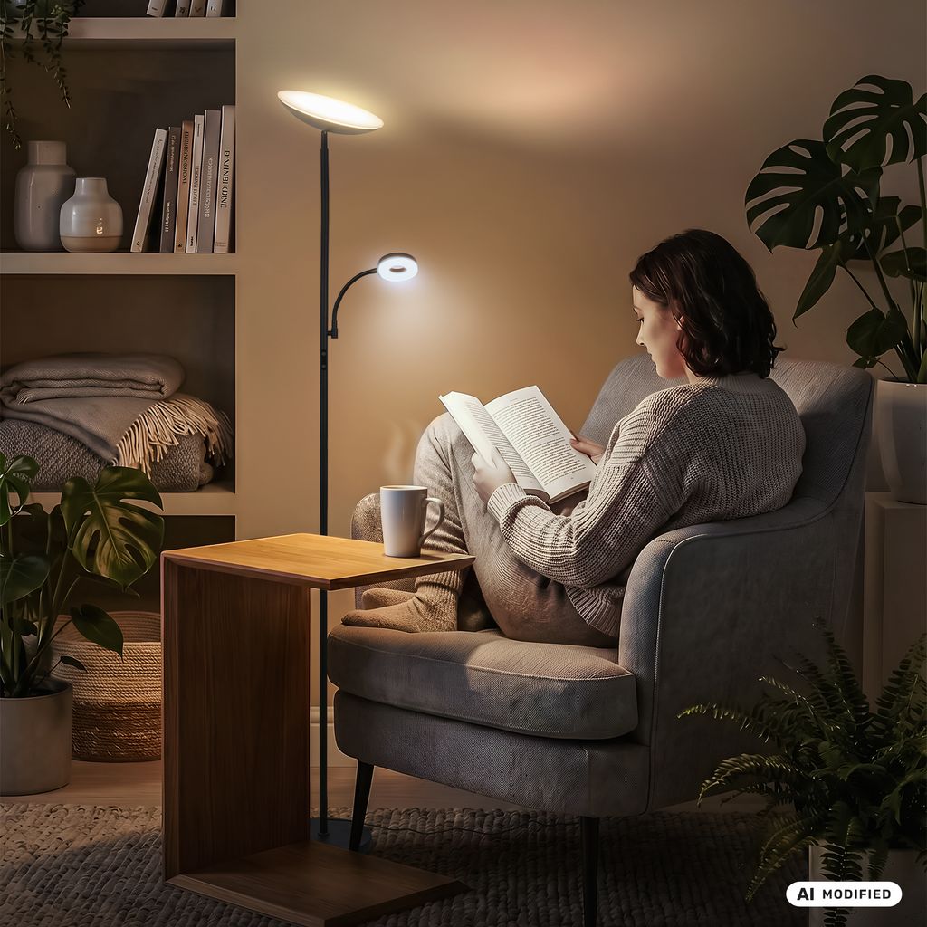 Sira Stehlampe - Dimmbar, LED, Lesearm, CCT, Schwarz