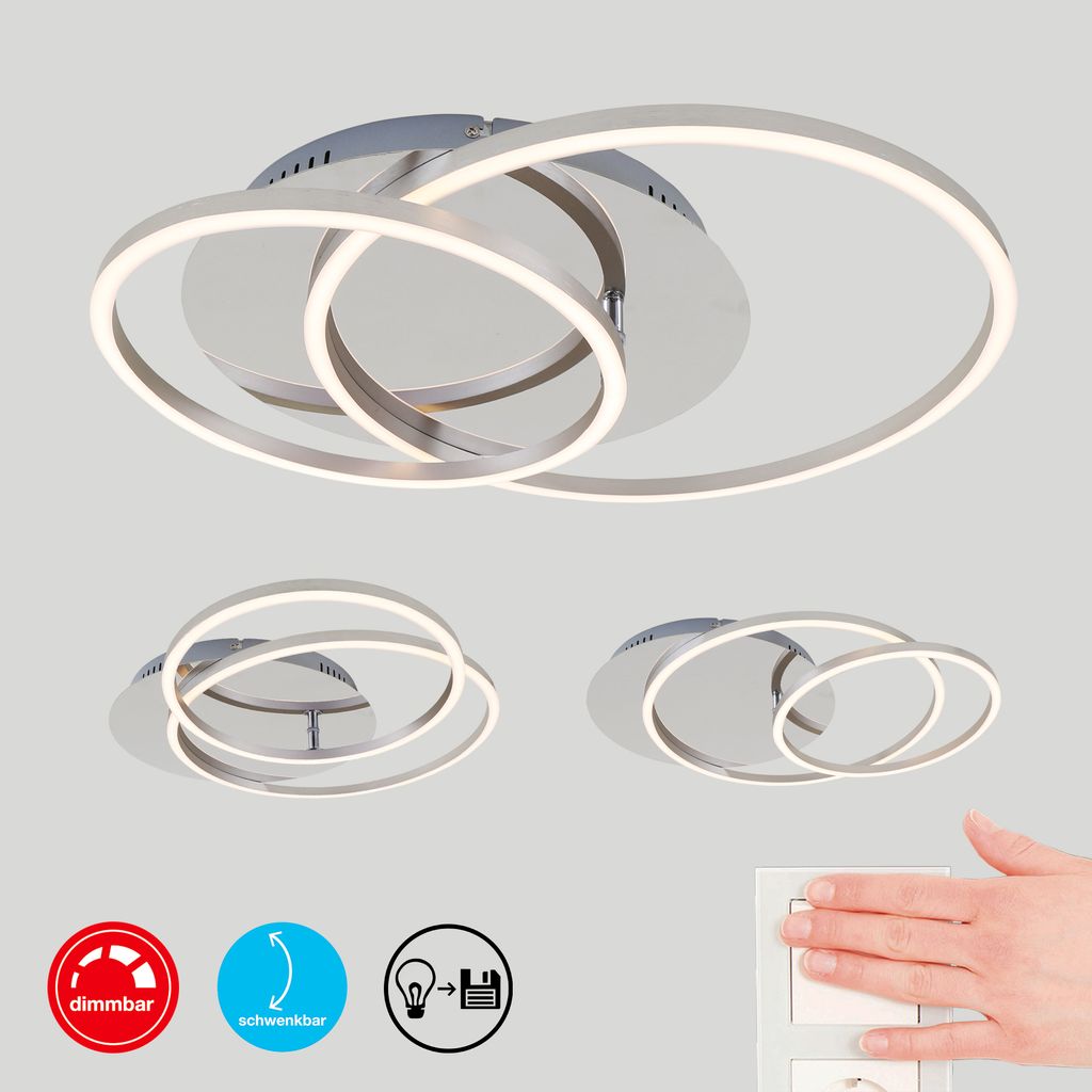 LED Deckenleuchte Deckenlampe dimmbar Chrom-Alu 3000K Ø 30cm 40 W Briloner 5