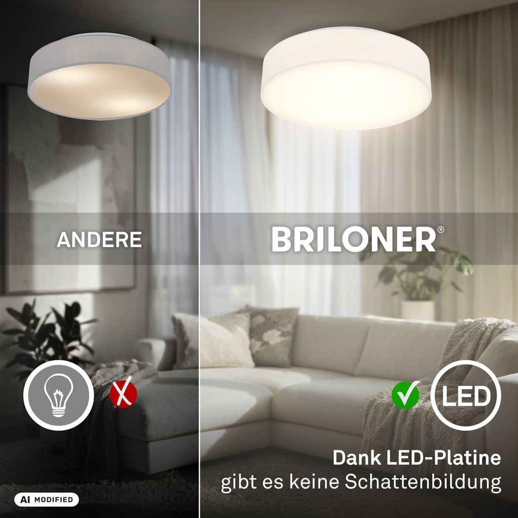 Duck Deckenlampe Ø38 cm - 24W, 2600lm, LED, Warmweiß, Stoffschirm, Weiß