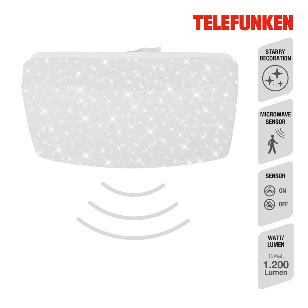 LED Deckenleuchte Sternenhimmel Sensor 12 W weiß Metall-Kunststoff Telefunken 2
