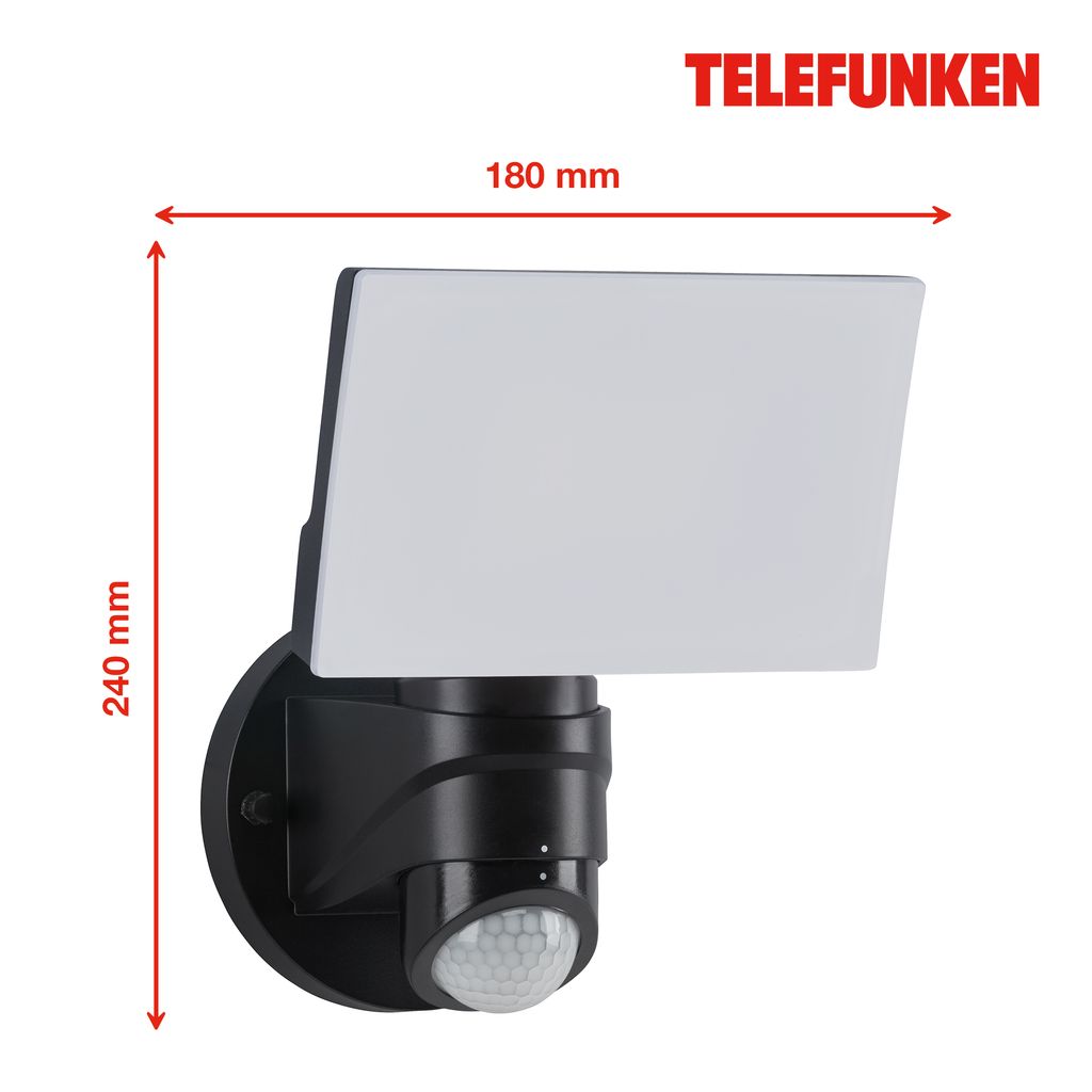 LED Außenleuchte Bewegungsmelder IP44 16W schwarz Kunststoff Telefunken 21