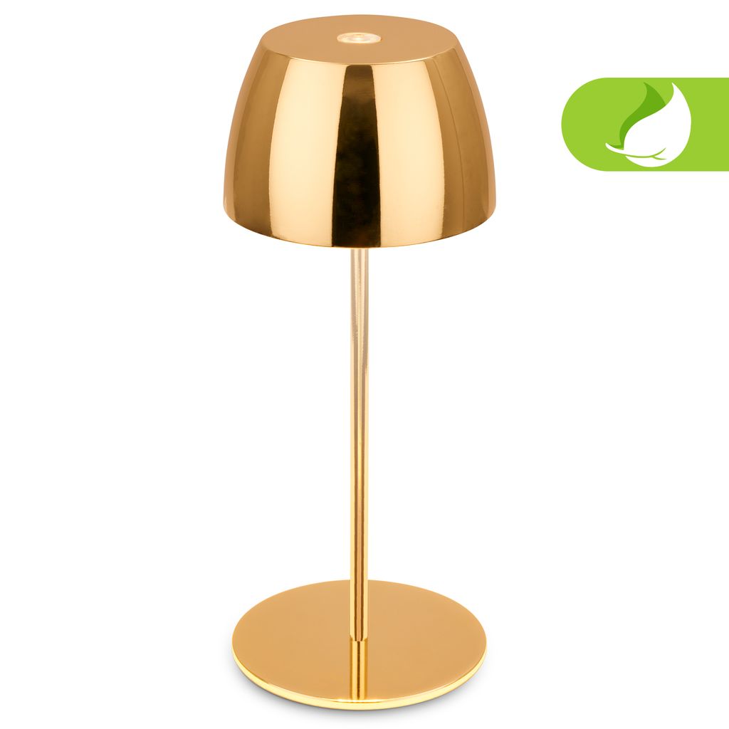 Briloner Serina Mini LED Tischlampe kabellos IP44. Dimmbar. Touch. Spritzwasserschutz. akku. gold. Ø8 x 20 cm 1