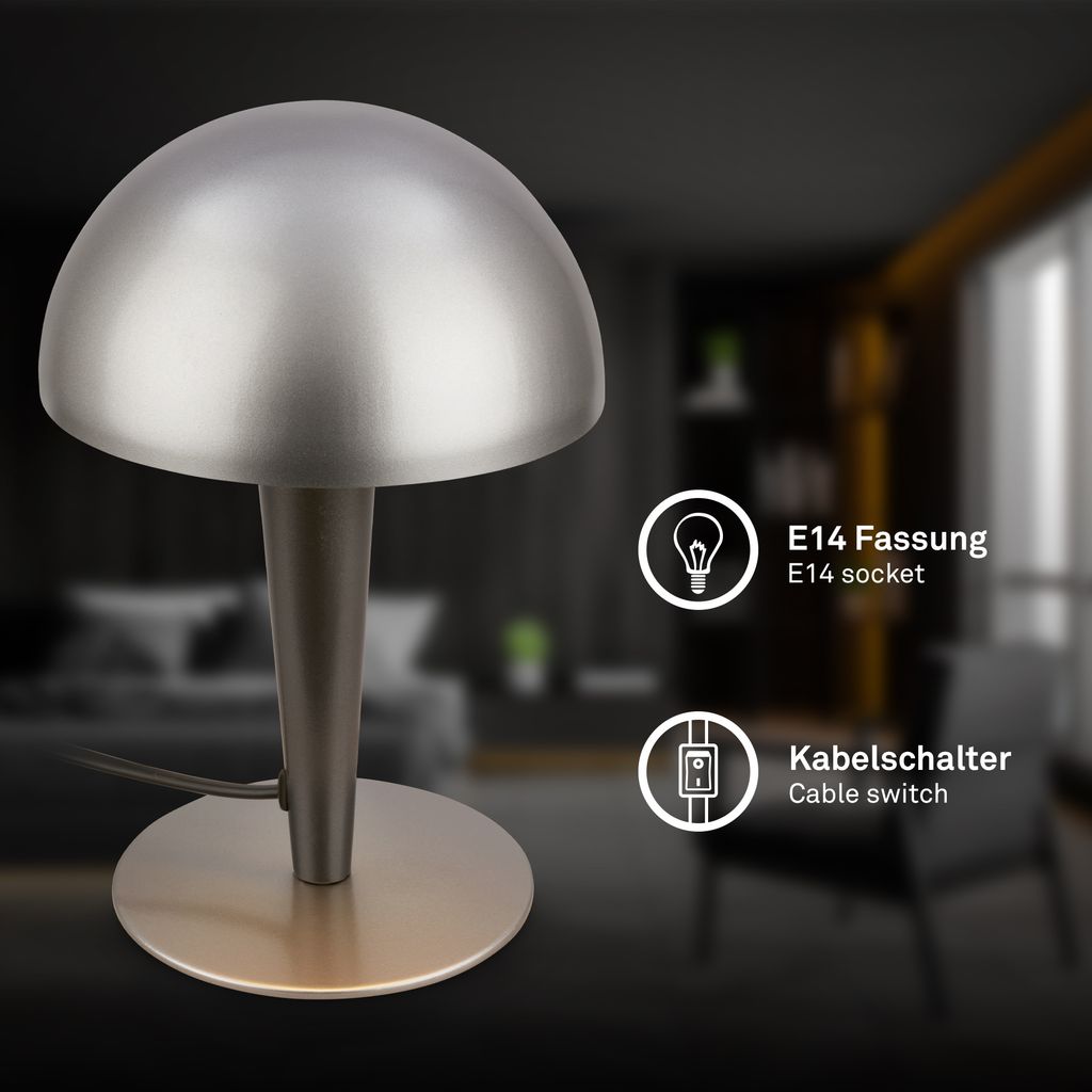 Wanda Tischlampe - mit Schalter, Metall, E14 Fassung, Anthrazit Metallic-Titan