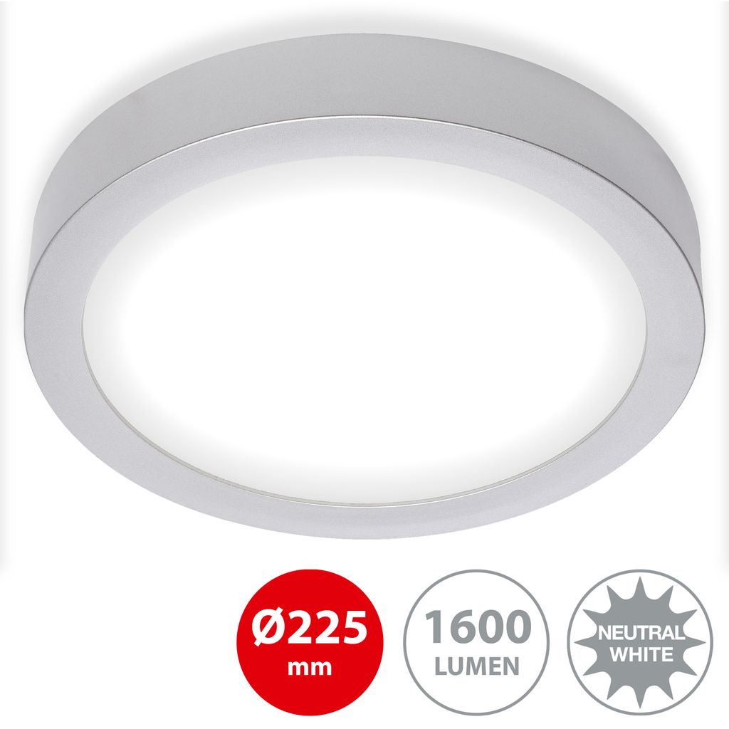 LED Deckenleuchte, Ø 22,5 cm, 16,5 W, Chrom-Matt