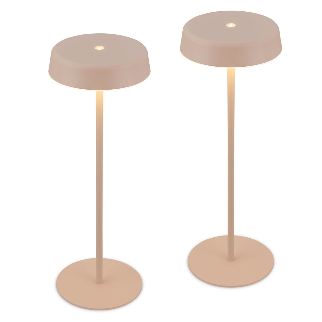 Pala Tischlampe 2er Set - 2,6W, 280lm, Kabellos, LED, Touch, Dimmbar, Beige