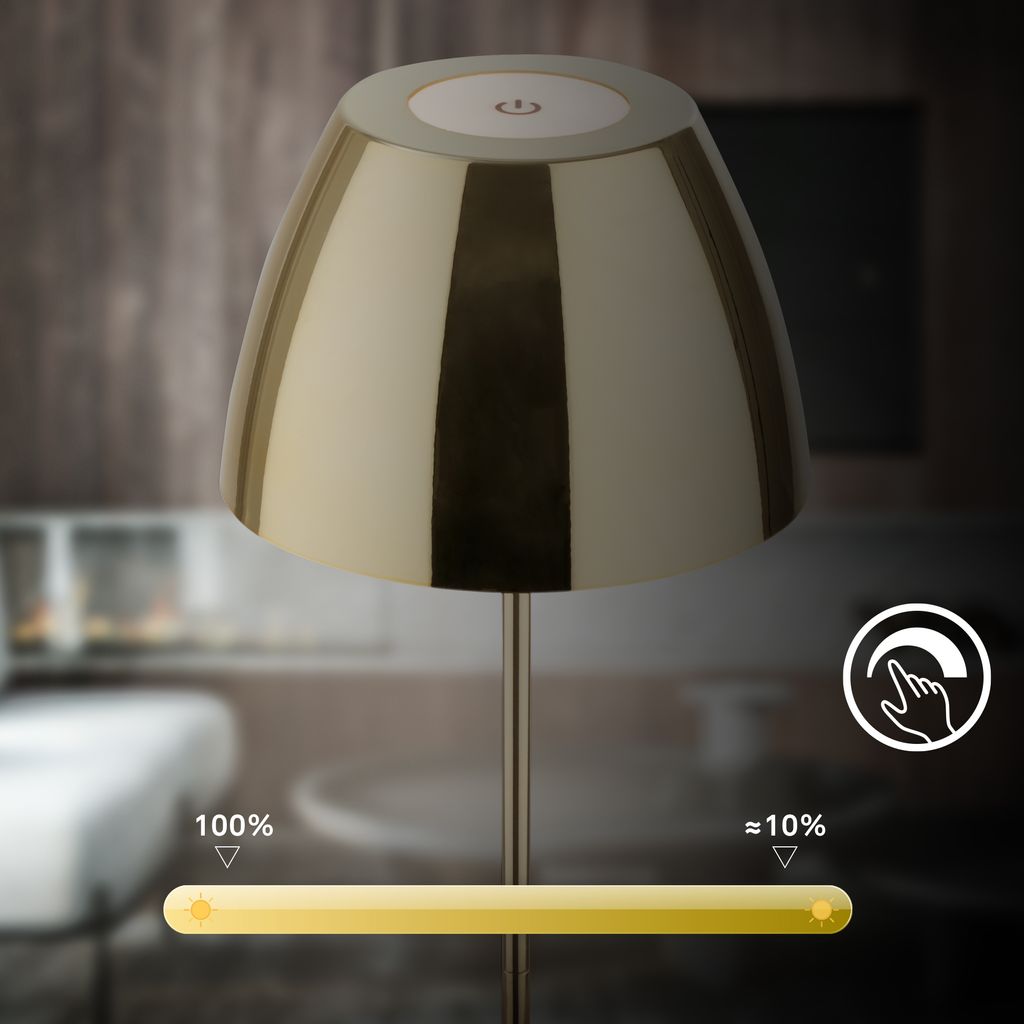 Serina Tischlampe 2er Set - 2,5W, 200lm, Kabellos, LED, Touch, Dimmbar, Goldfarbe