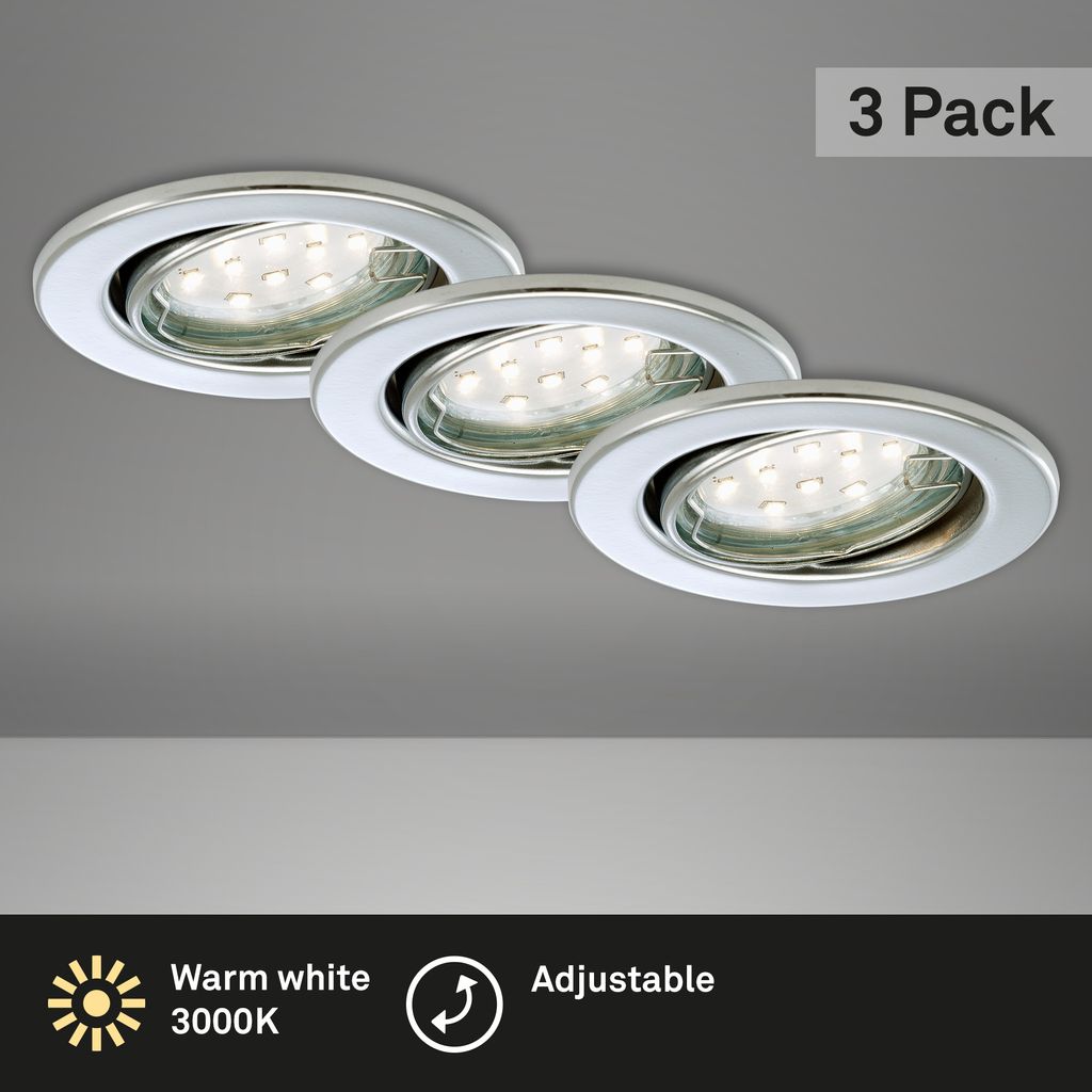 3er Set LED Einbauleuchte. Ø 8.6 cm. 3 W. Chrom. Briloner Leuchten 1