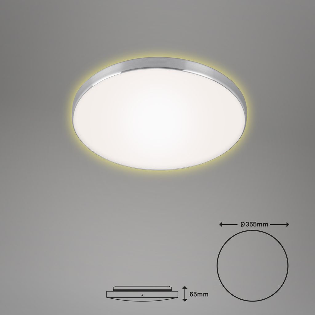 LED Deckenleuchte Deckenlampe Backlighteffekt 18W Kunststoff weiß-alu Briloner 3