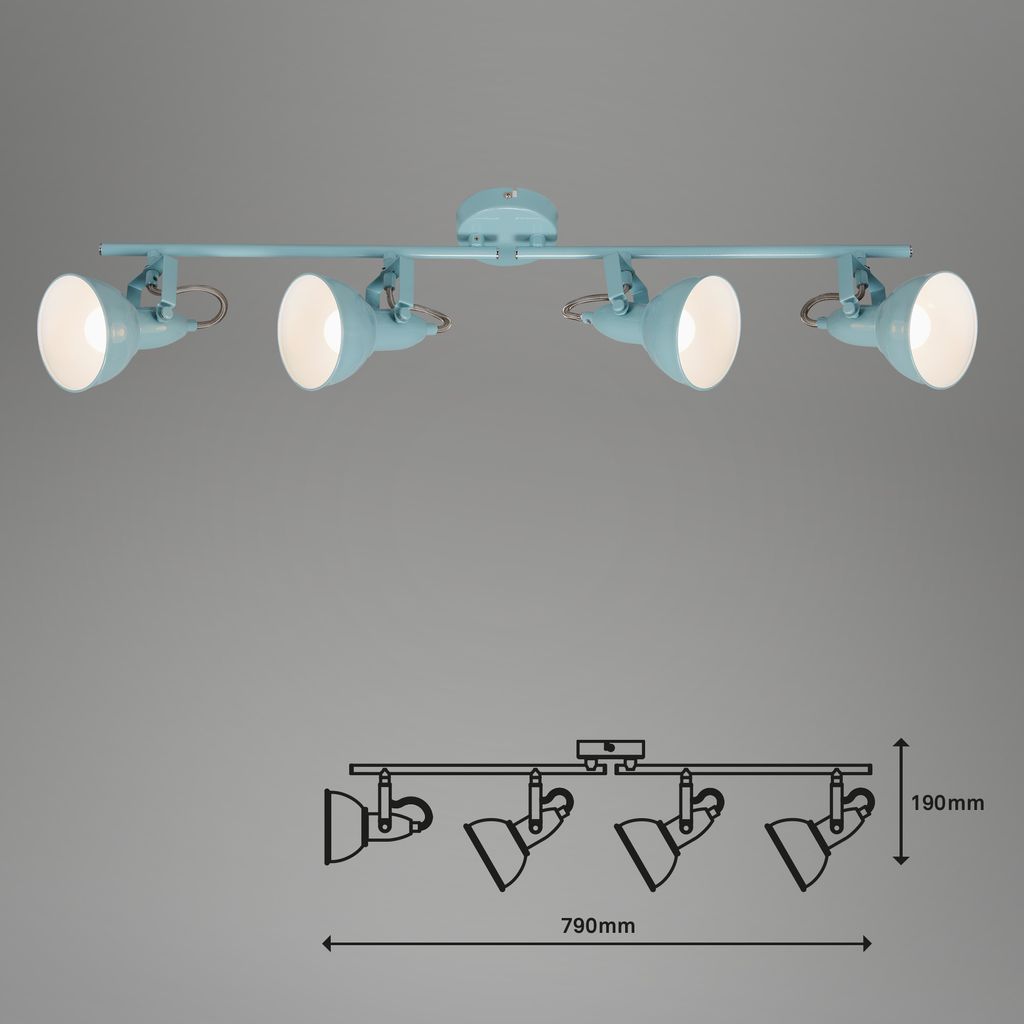 Deckenleuchte drehbar Retro 4xE14 40W schwenkbar mint-weiß Metall Briloner 21