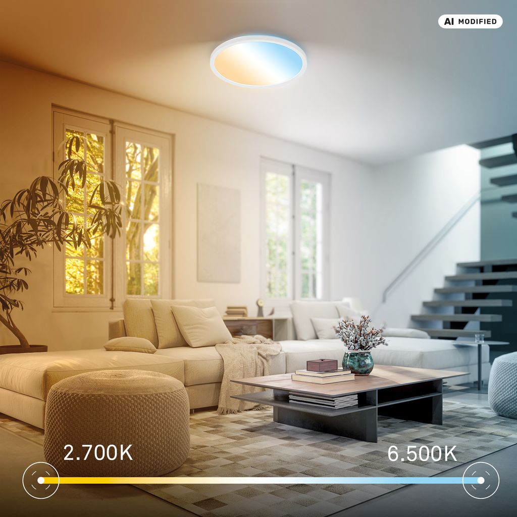 Happy LED Panel Ø29 cm - 17W, 2400lm, Fernbedienung, Dimmbar, CCTIC, RGBIC, Weiß