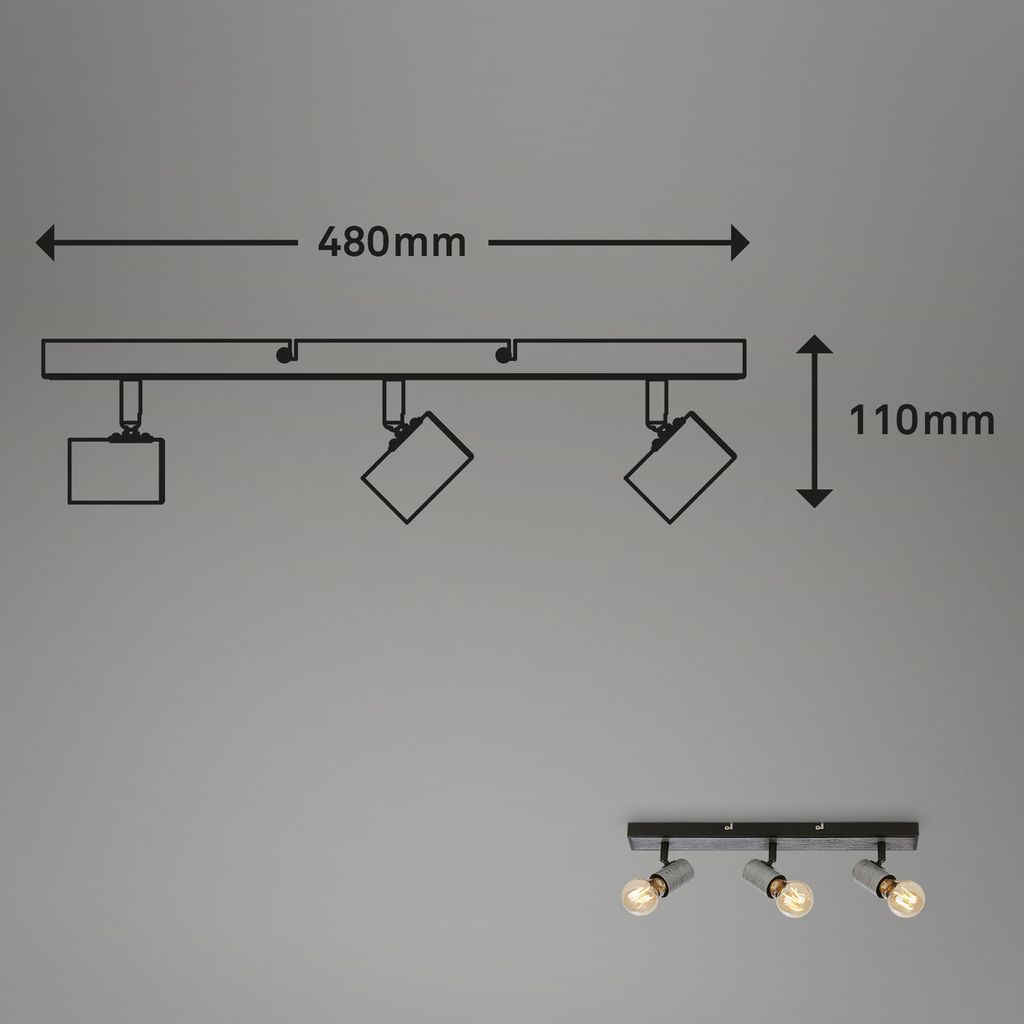 Spotleuchte 48 cm 3x exkl E27 max 60W antik silber
