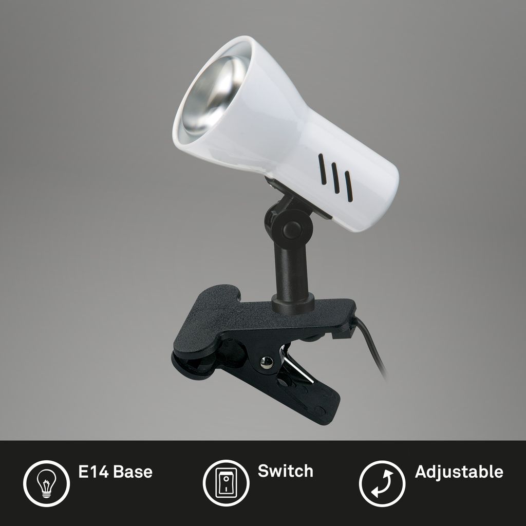 Klemmleuchte 11,5 cm 1x exkl E14 40W weiß