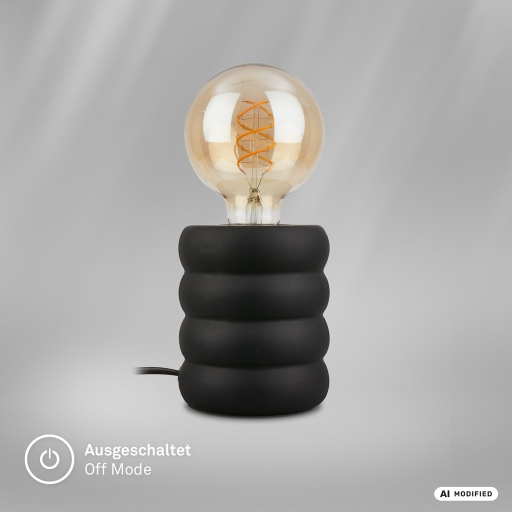 Foam Tischlampe - mit Schalter, Keramik, E27 Fassung, Schwarz-matt