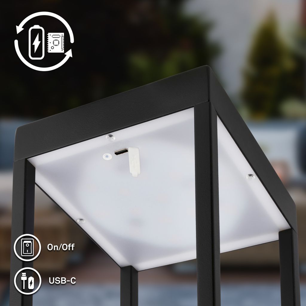 LED Tischlampe kabellos LED Laterne Aussen/Innen Terrasse Dimmbar Touch Akku 3