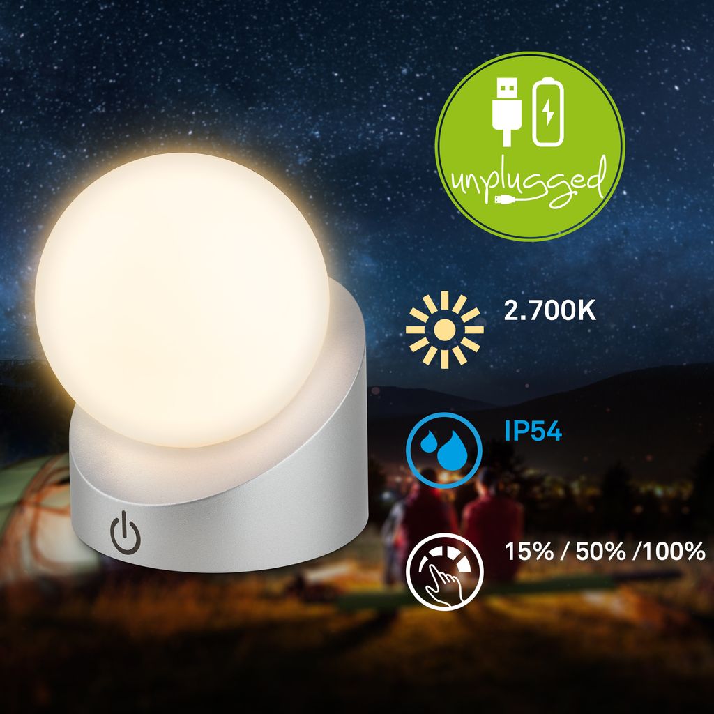Mini LED Tischlampe kabellos IP54 Tischleuchte Akku Aussen/Innen Dimmbar Touch 2