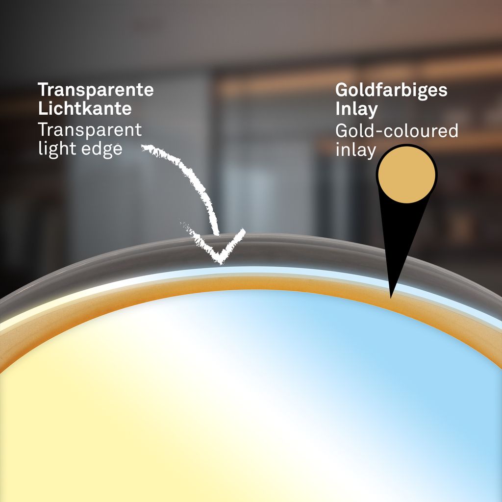 Gima Deckenlampe Ø43 cm - 24W, 2600lm, LED, Dimmbar, CCT, Schwarz, Goldfarben