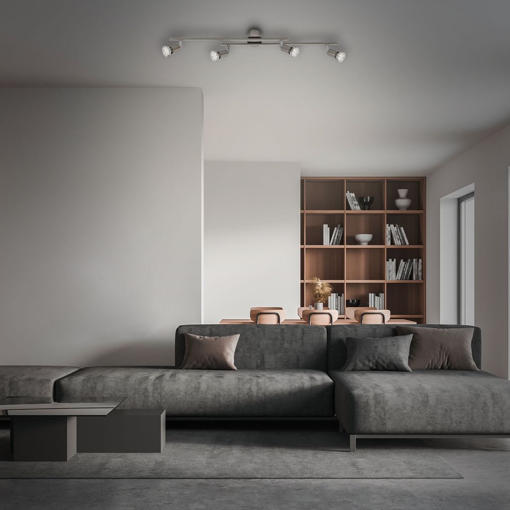 Briloner Simple Deckenstrahler, schwenkbar, warmweißes Licht, Matt-Nickel