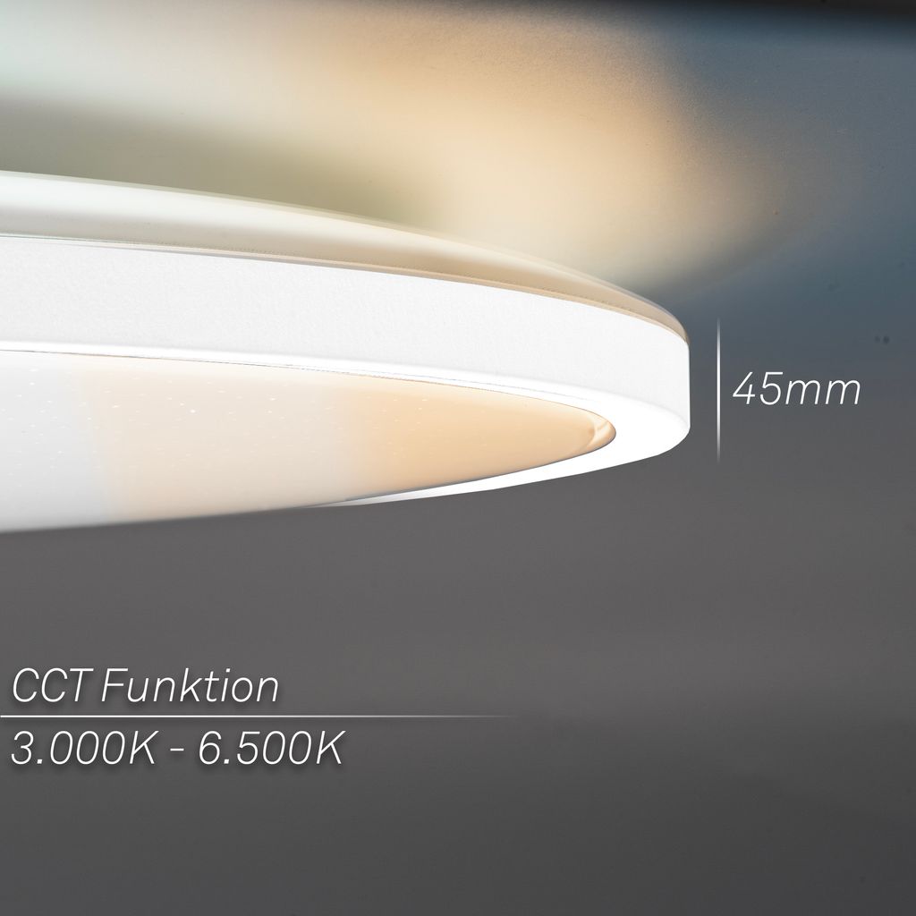Slim LED Panel Ø37,5 cm - 22W, 3000lm, Fernbedienung, Dimmbar, Weiß