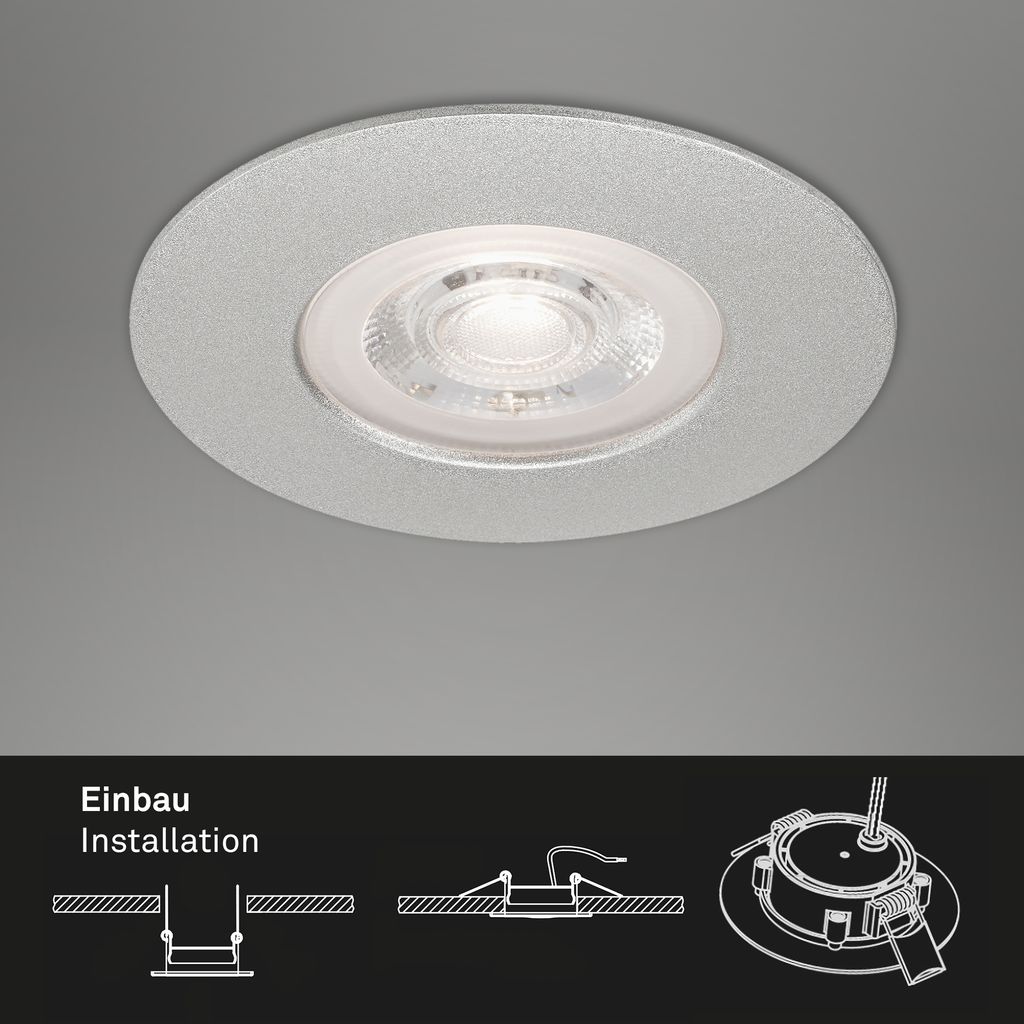LED Einbauleuchten Dimmbar 3er Set IP44 5 W silber Kunststoff Briloner 5