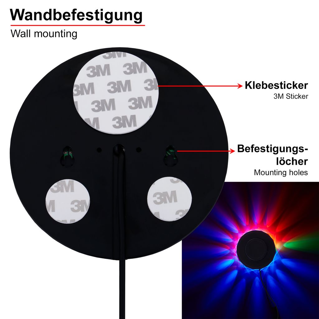 LED RGB Lichtrad Ø 12,5 cm max. 3W schwarz