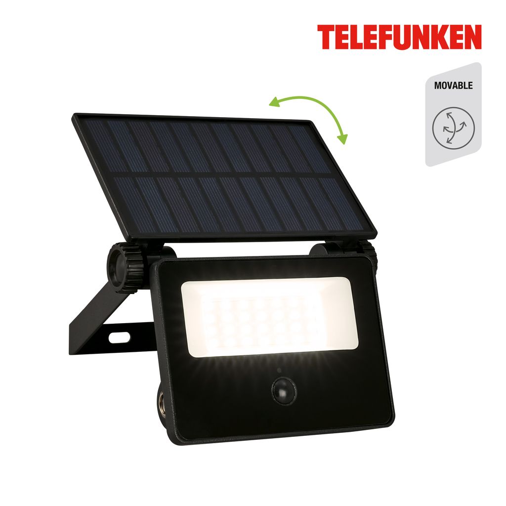 Telefunken LED Strahler Solar, Bewegungsmelder, Dämmerungssensor