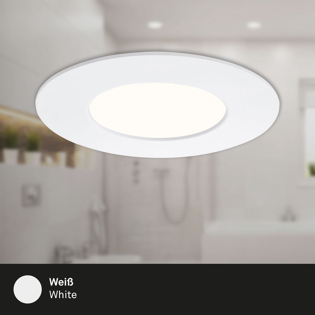 LED Einbauleuchte Badleuchte 3er Set IP44 4.9W weiß Kunststoff Ø8.5 cm Briloner 3