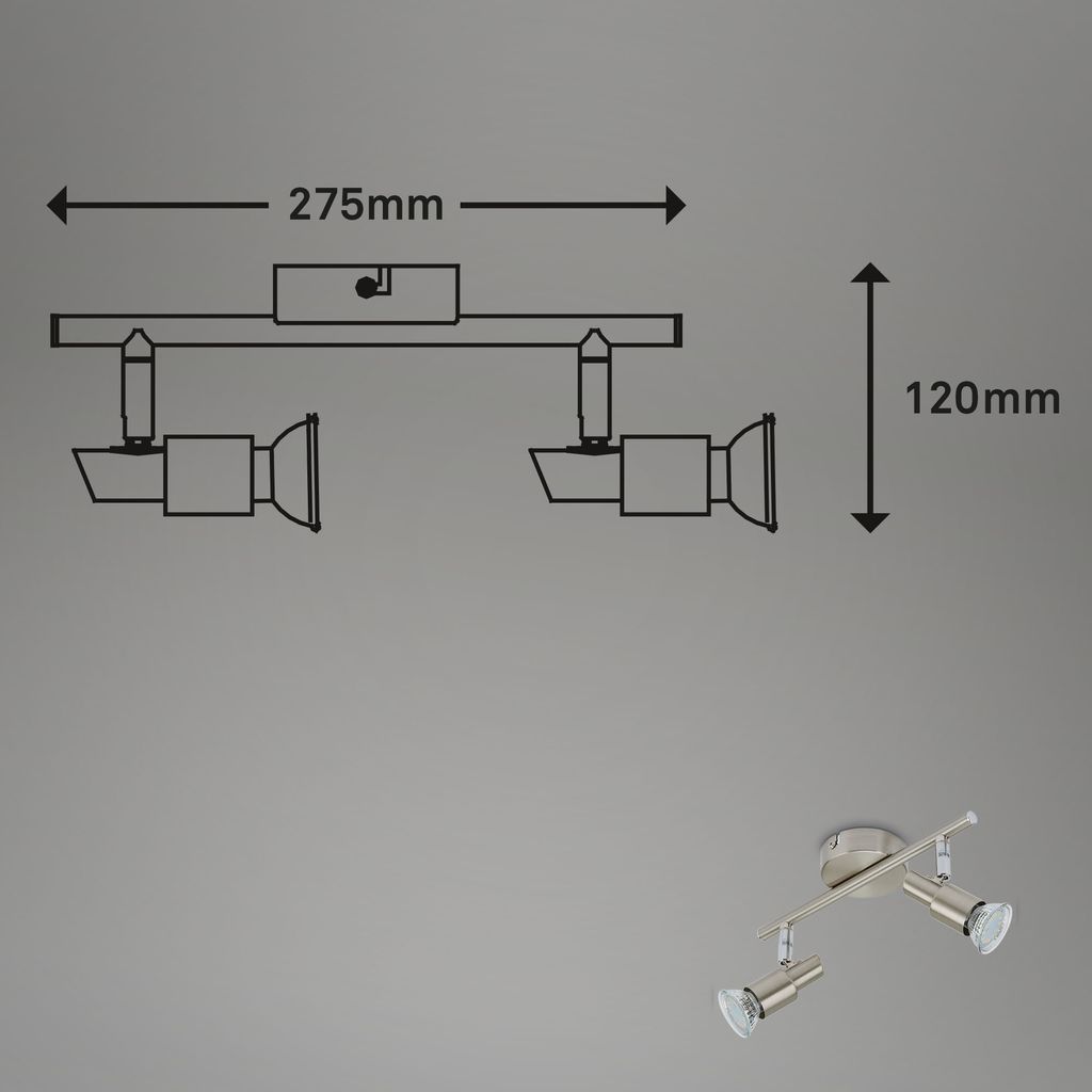 LED Deckenspot ? 2-flammig, GU10 6W, dreh- & schwenkbar, Warmweiß, Matt-Nickel