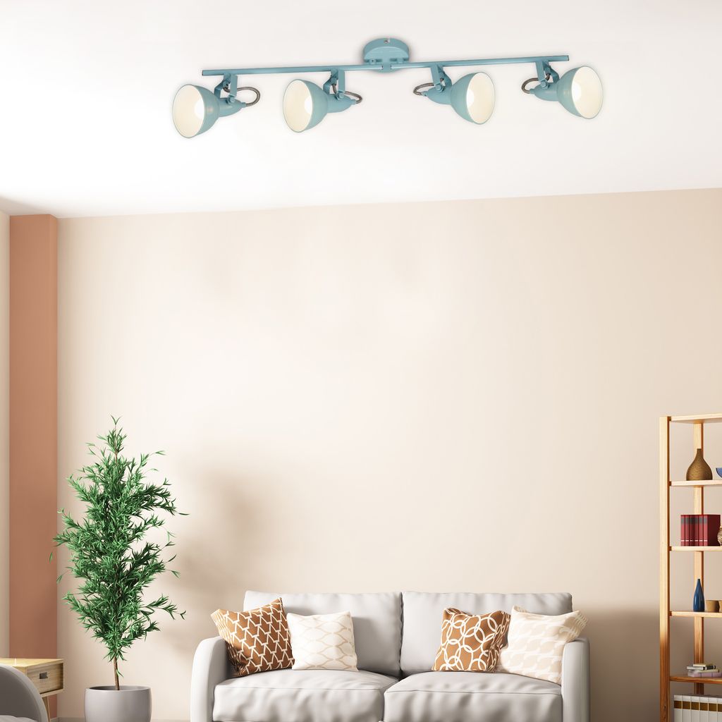 Deckenleuchte drehbar Retro 4xE14 40W schwenkbar mint-weiß Metall Briloner 9