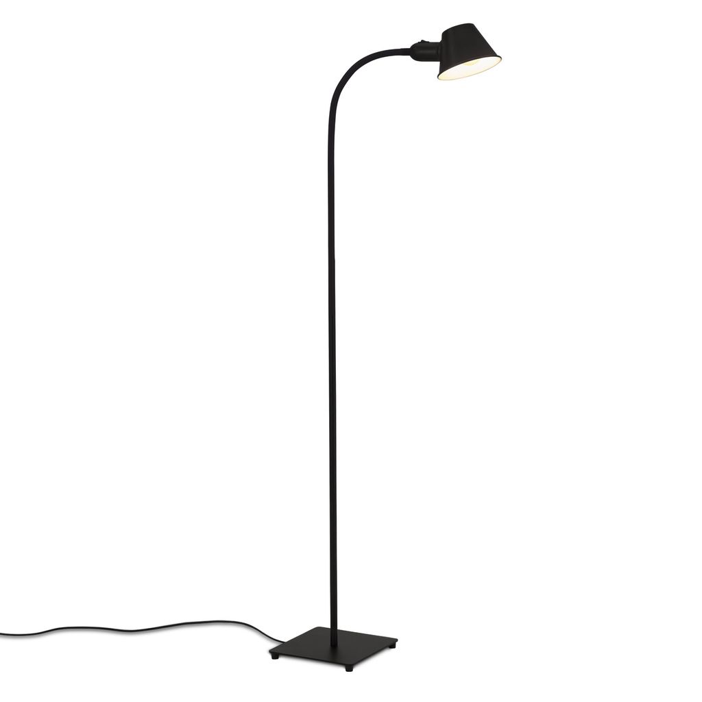 Briloner Leuchten - Stehlampe flexibel. Stehleuchte verstellbar. Kippschalter. 1x E27 Fassung max. 10 Watt. inkl. Kabel. Schwarz. 152 cm 1