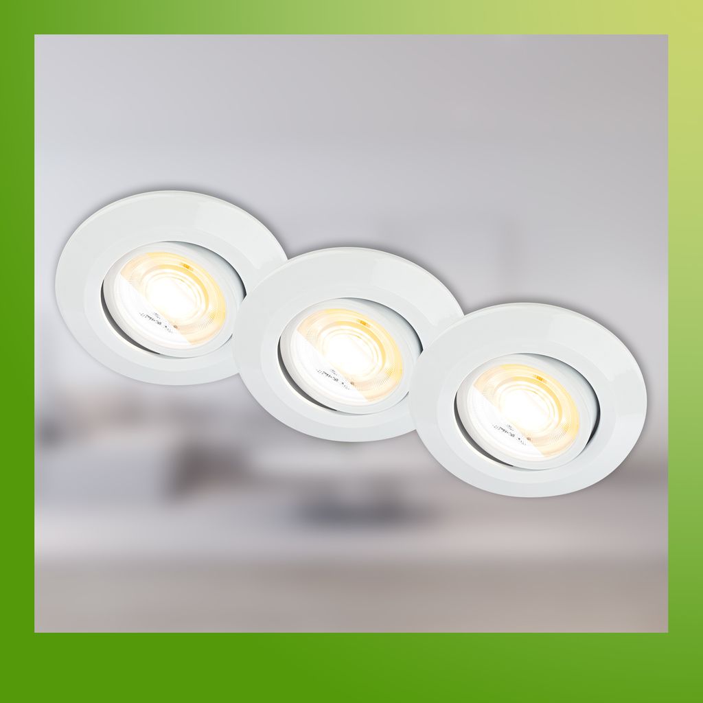 Briloner Klira 3er Set LED Einbaustrahler 230V, Schwenkbar, CTS, Ra90, Weiß
