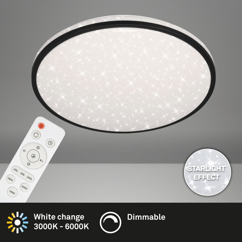 LED Deckenleuchte Dimmbar CCT Fernbedienung Sternendekor 48 W schwarz Briloner 1