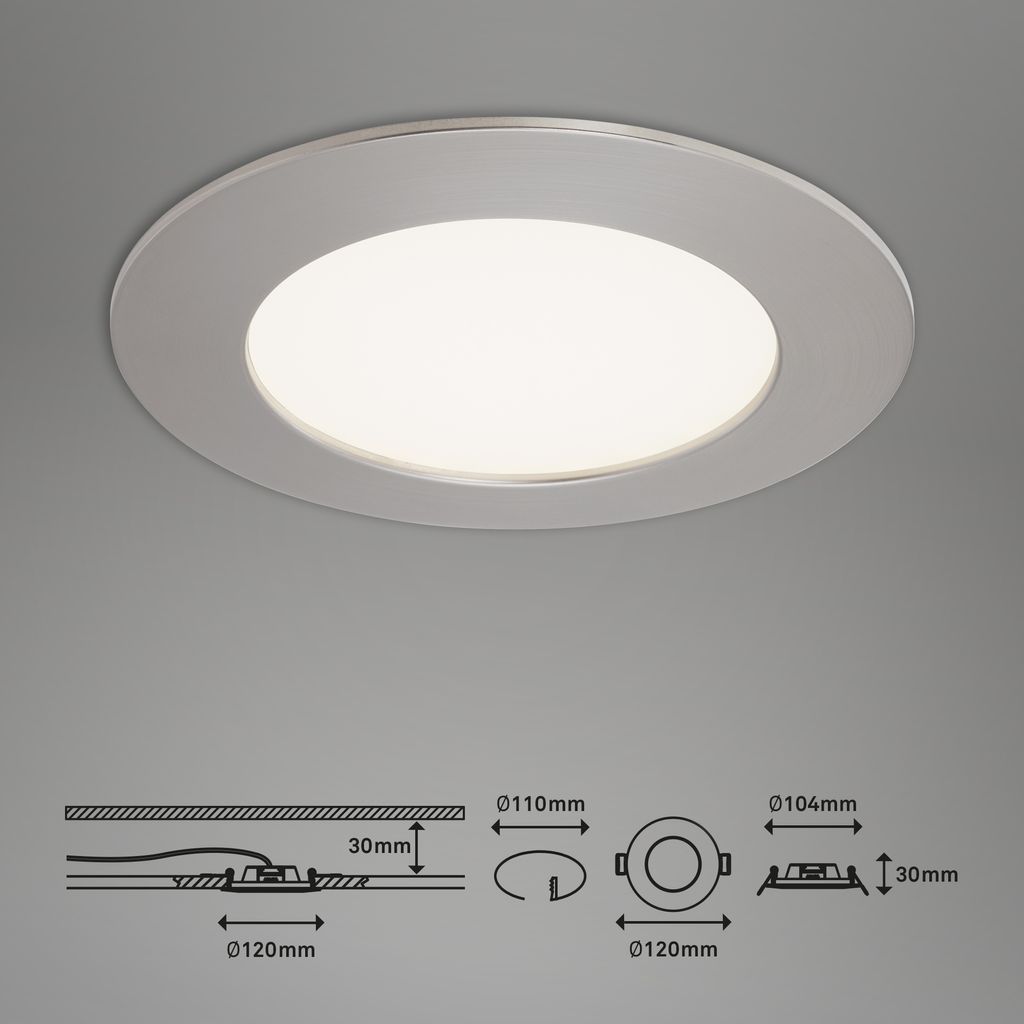 LED Inbouwarmatuur Ø 12 cm 3x8W 800lm mat-nikkel
