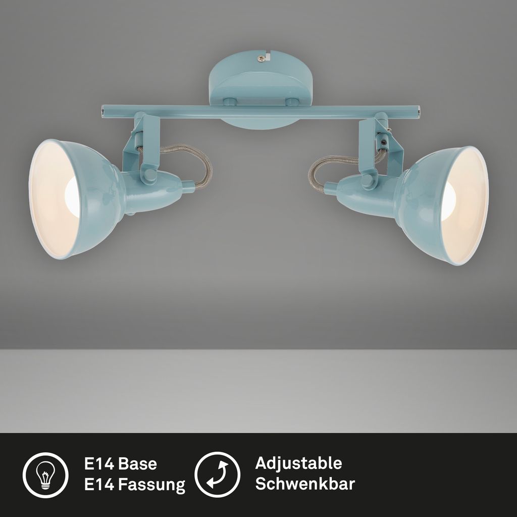 Deckenleuchte Deckenspots dreh- &schwenkbar 40W 2xE14 mint Metall Briloner 2