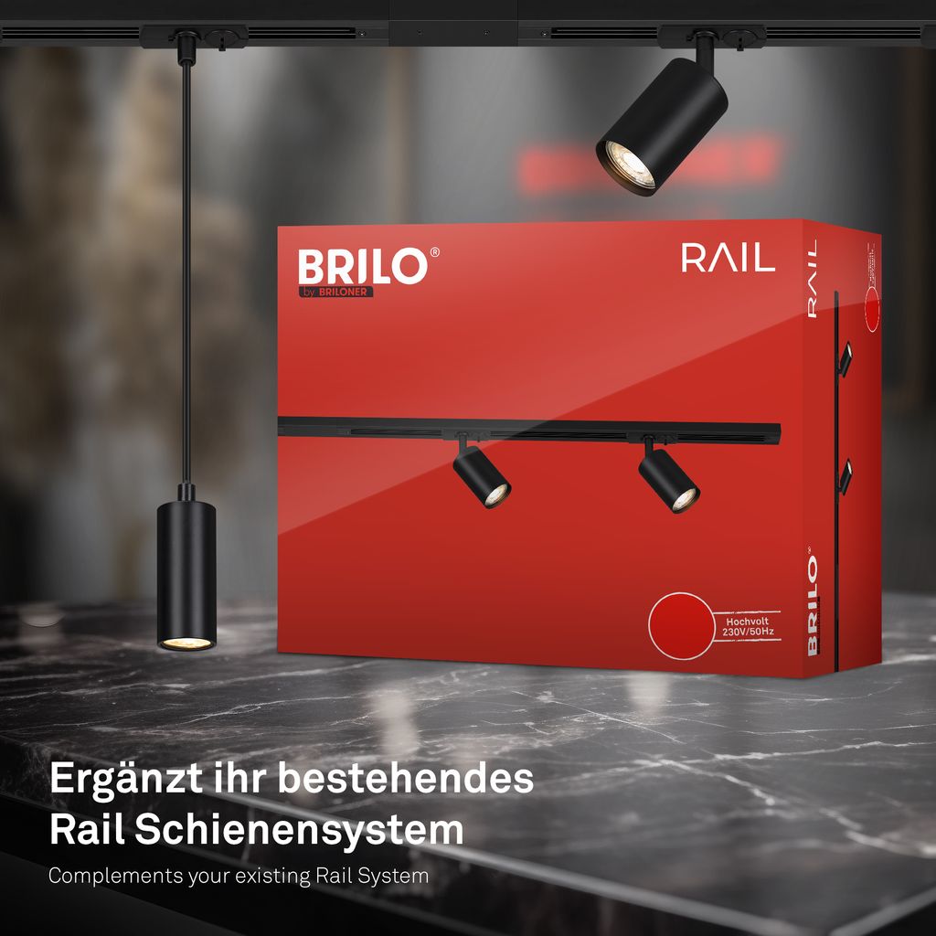Briloner Rail Schienensystem. Zubehör. Erweiterungskomponente. Schwarz. 8.6 cm 3
