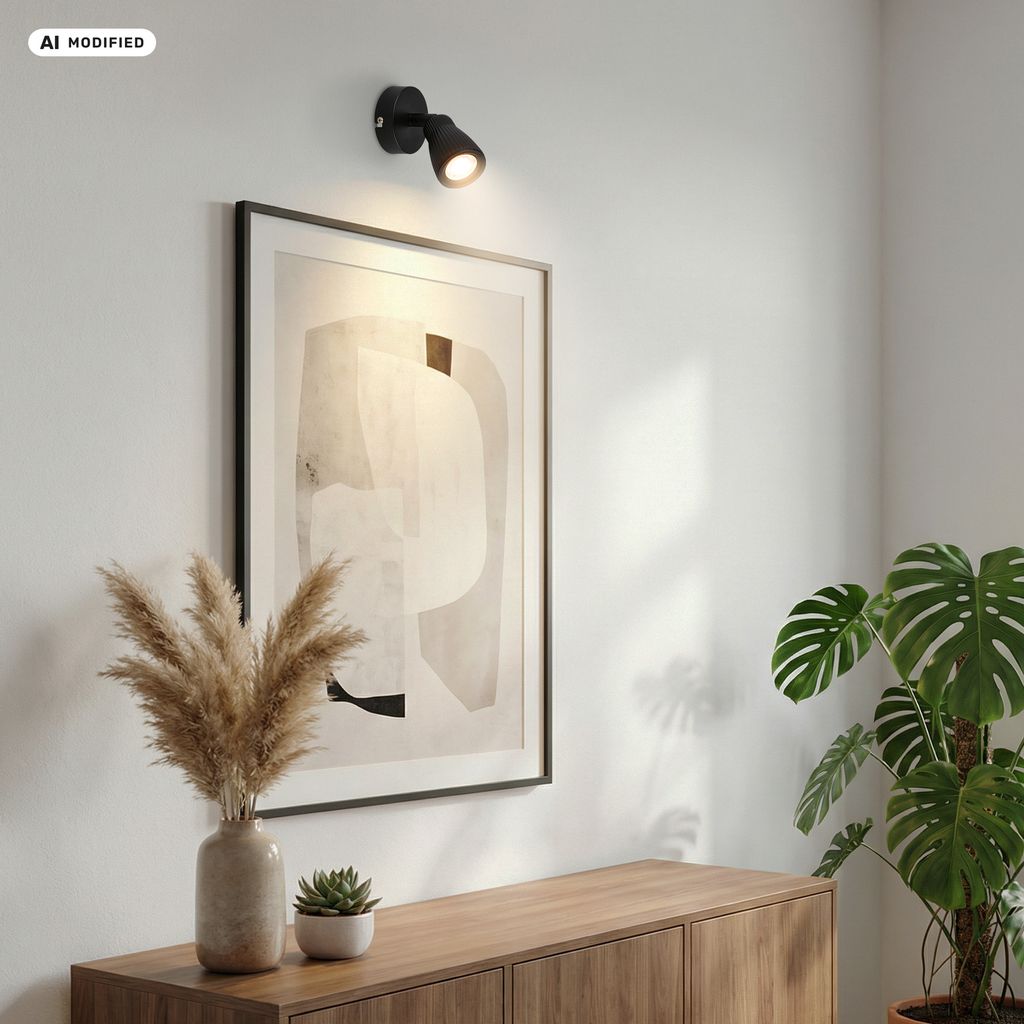 Riff Wandlampe Ø8 cm - 3,5W, 400lm, LED, Schwenkbar, Warmweiß, Schwarz
