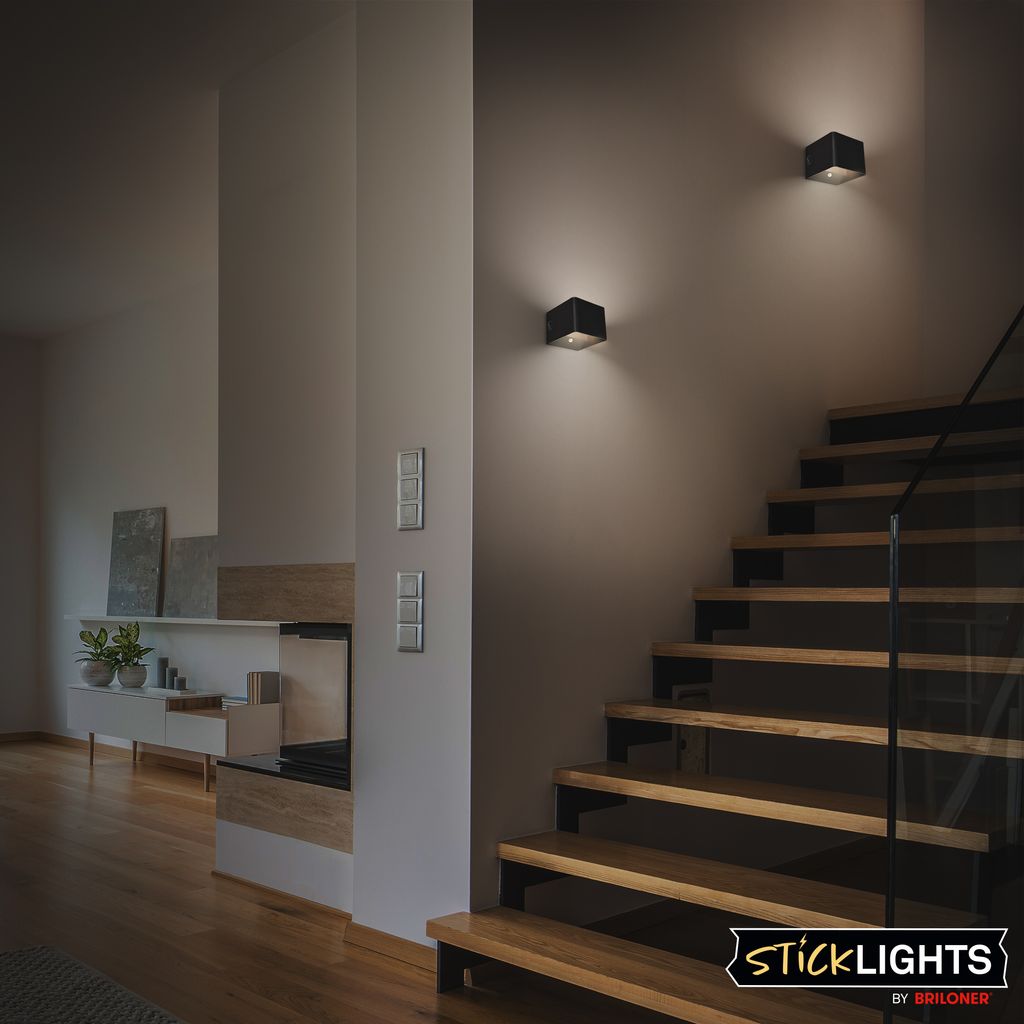 Borra Wandlampe - 1,5W, 100lm, Kabellos, LED, mit Bewegungsmelder, Schwarz