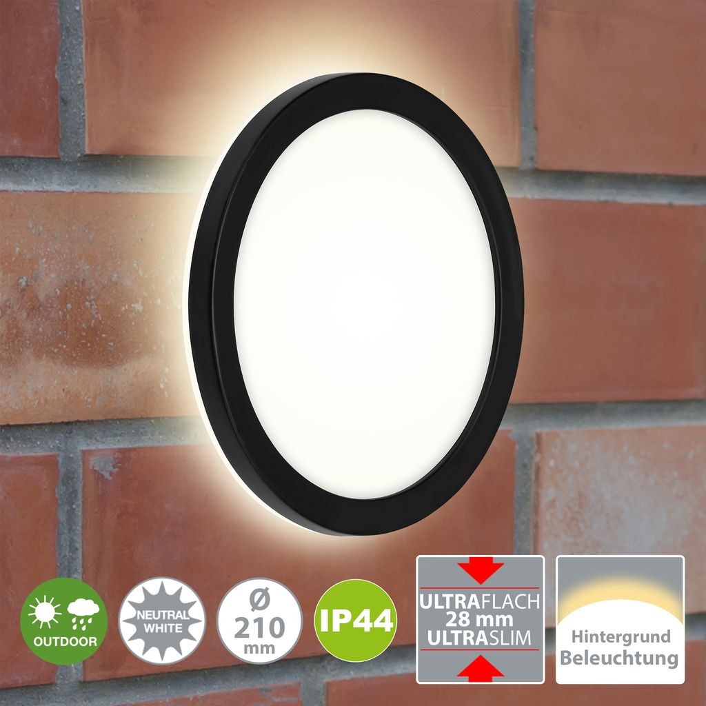 LED outdoor light Outdoor lamp incl. backlight effect IP44 8W Ø21cm Briloner