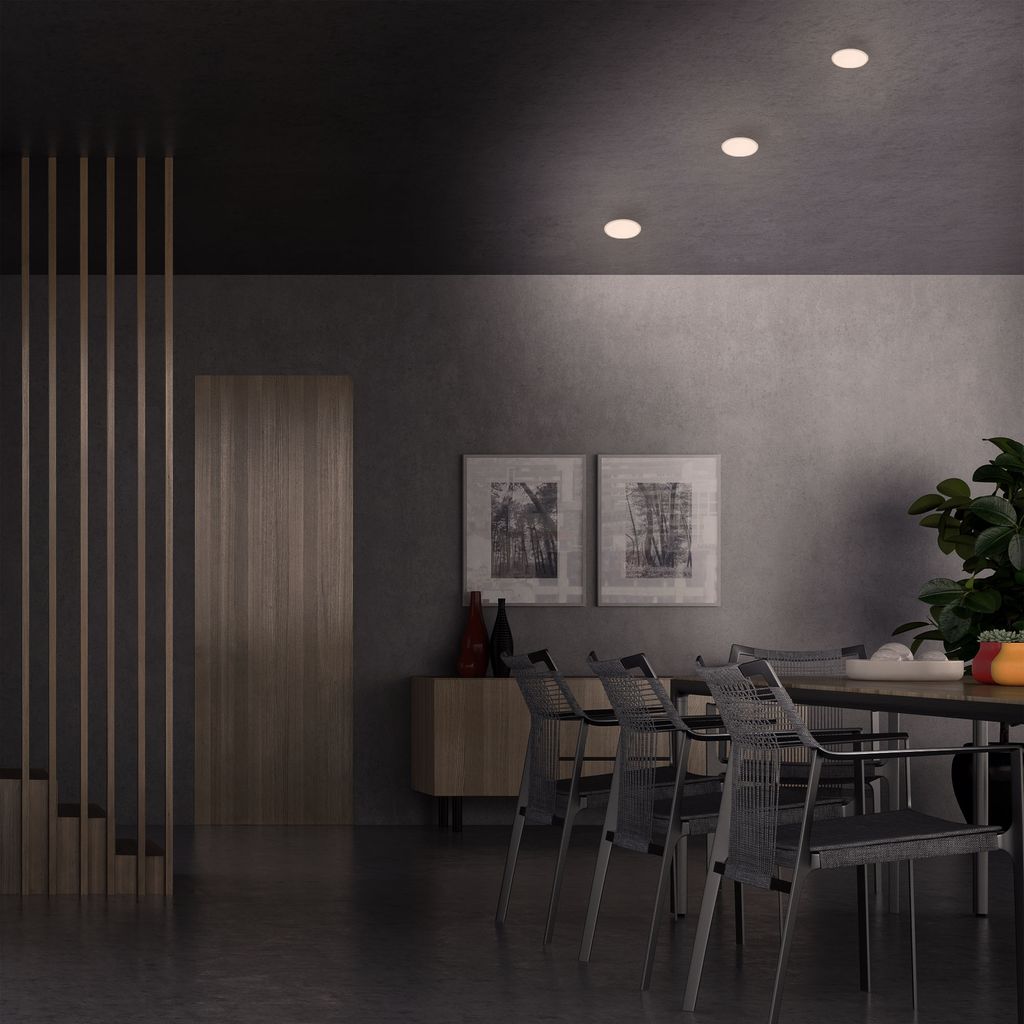 PLAT frameless LED-downlights, set of 3 I plastic-metal / white I incl. 3 x LED-platine 3W 350lm 3.000K I lifetime 25.000h, Ra>=80 I not dimmable I IP44 I 75x36mm (DxH) I Installation dimensions: 60x30mm (DxH)