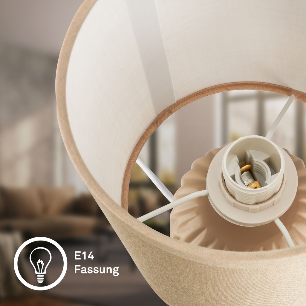 Dora Tischlampe - mit Schalter, Keramik, E14 Fassung, Beige