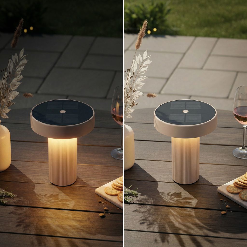 Poga Tischlampe - 1W, 150lm, Kabellos, LED, Dimmbar, Solar, Beige