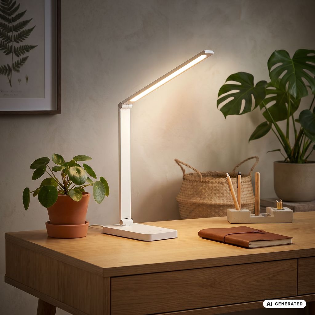 Rick Schreibtischlampe - 4,8W, 400lm, LED, Touch, Dimmbar, CCT, Weiß