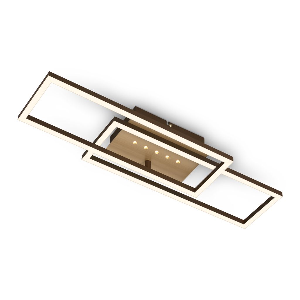 Briloner LED Deckenleuchte, 56 cm, Memory, 30W, 2850lm, braun-gold