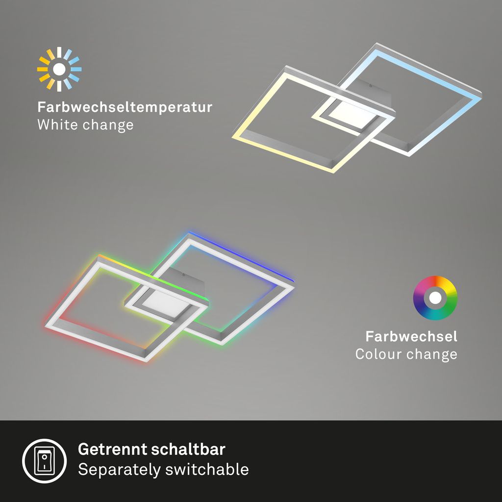 RGB CCT LED Deckenleuchte, 59,7 cm, LED-Platine, 44 W, 4400 lm, aluminiumfarbig